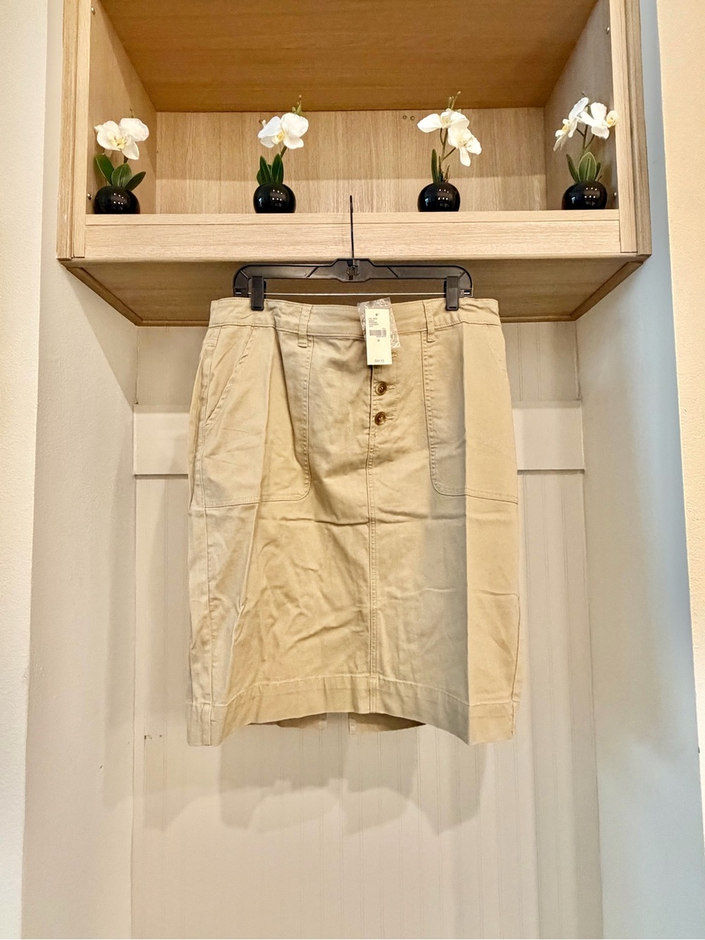 Lane Bryant Beige Button-Front Utility Skirt